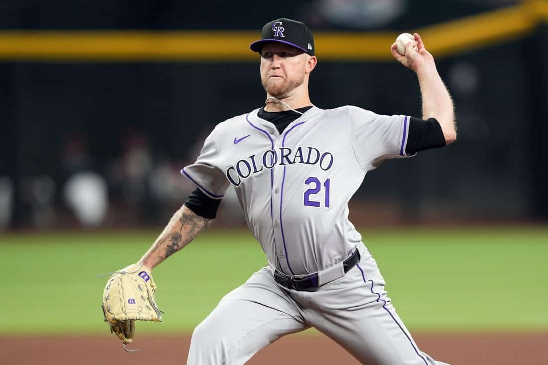 Colorado Rockies pitching a ball