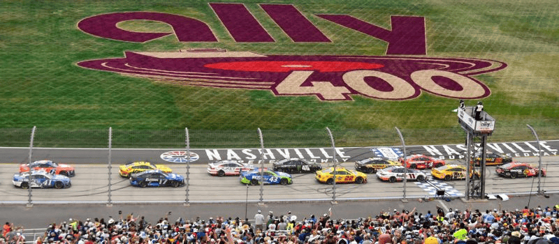 NASCAR race track with the Ally 400 logo on it