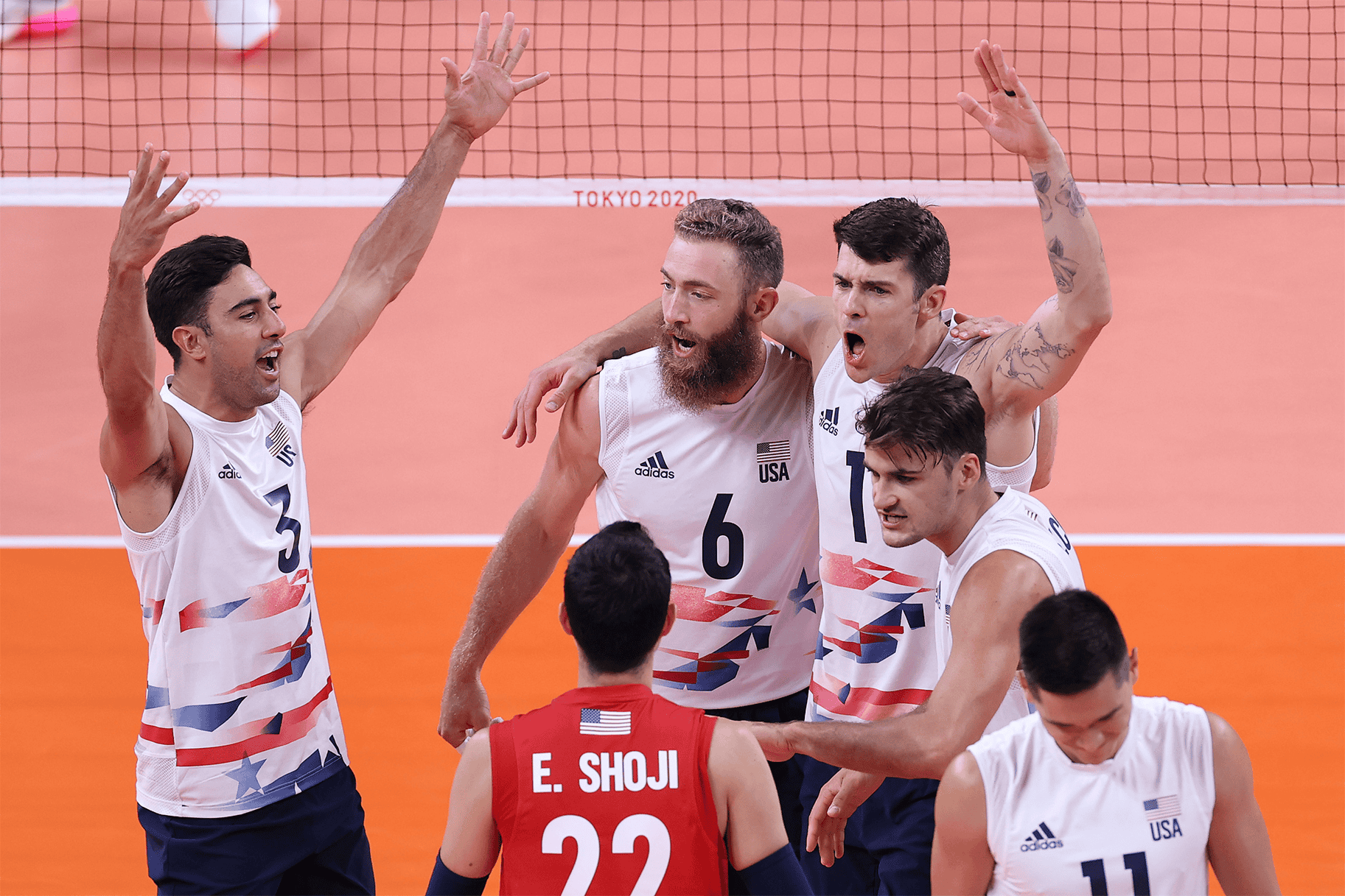 Olympics Men's Volleyball USA team celebrating