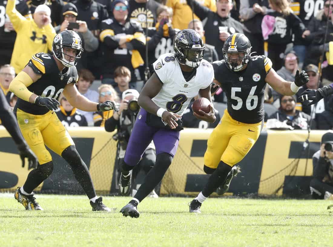 Lamar jackson Running From Steelers Defense