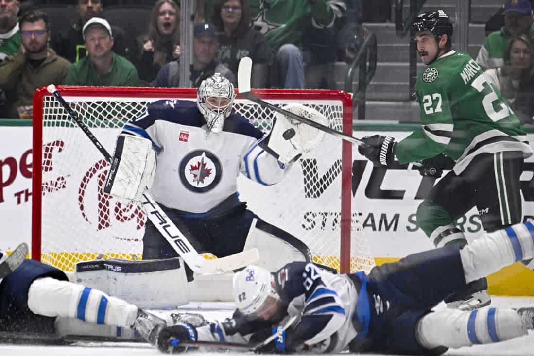 Jets Goaltender making a save