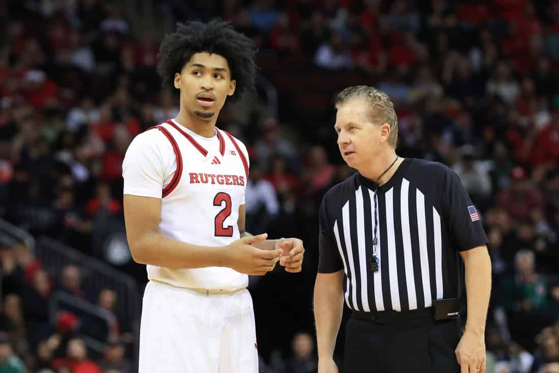 Rutgers Player Talking to the Referee