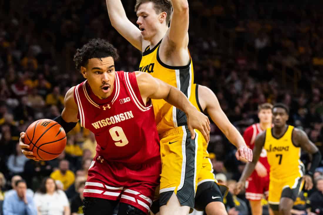 Wisconsin player dribbling