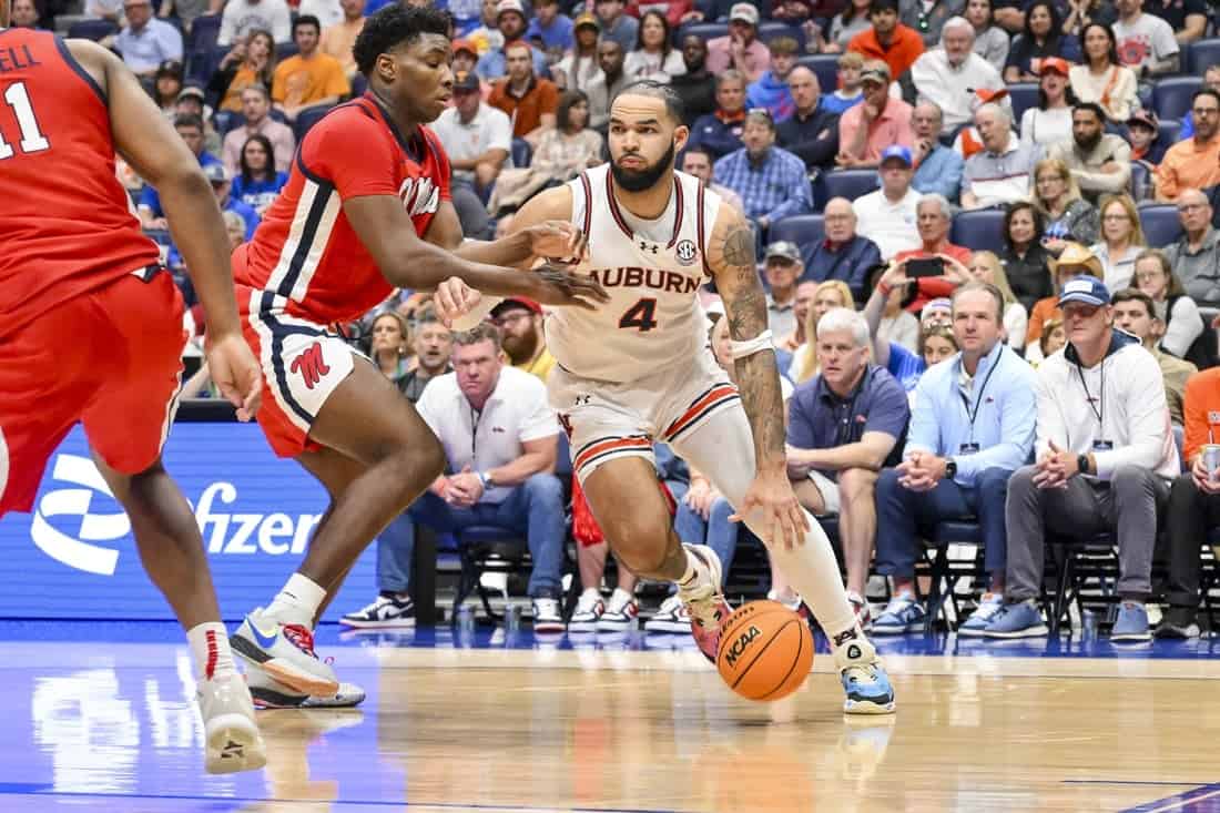 Auburn player dribbling