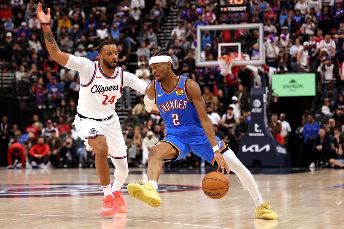 OKC player dribbling the ball